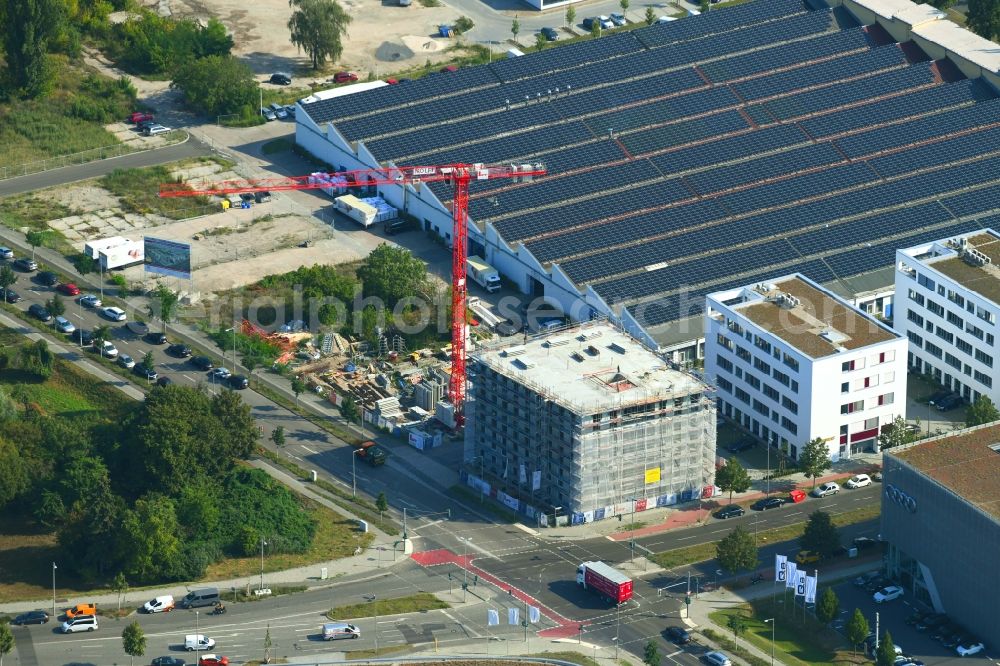 Aerial photograph Berlin - New construction of an office and commercial building Am Oktogon in the district Adlershof in Berlin, Germany