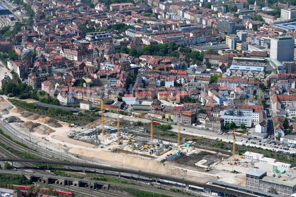Nürnberg from above - Construction site to build a new office and commercial building Orange Campus on Kohlenhofstrasse in Nuremberg in the state Bavaria, Germany