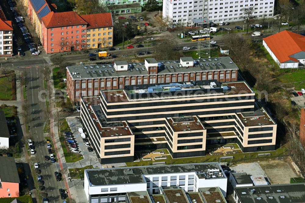 Aerial photograph Berlin - Construction site to build a new office and commercial building on Bornitzstrasse in the district Lichtenberg in Berlin, Germany