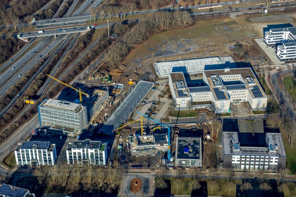 Dortmund from above - Construction site to build a new office and commercial building on Freie-Vogel-Strasse in the district Schueren-Neu in Dortmund in the state North Rhine-Westphalia, Germany
