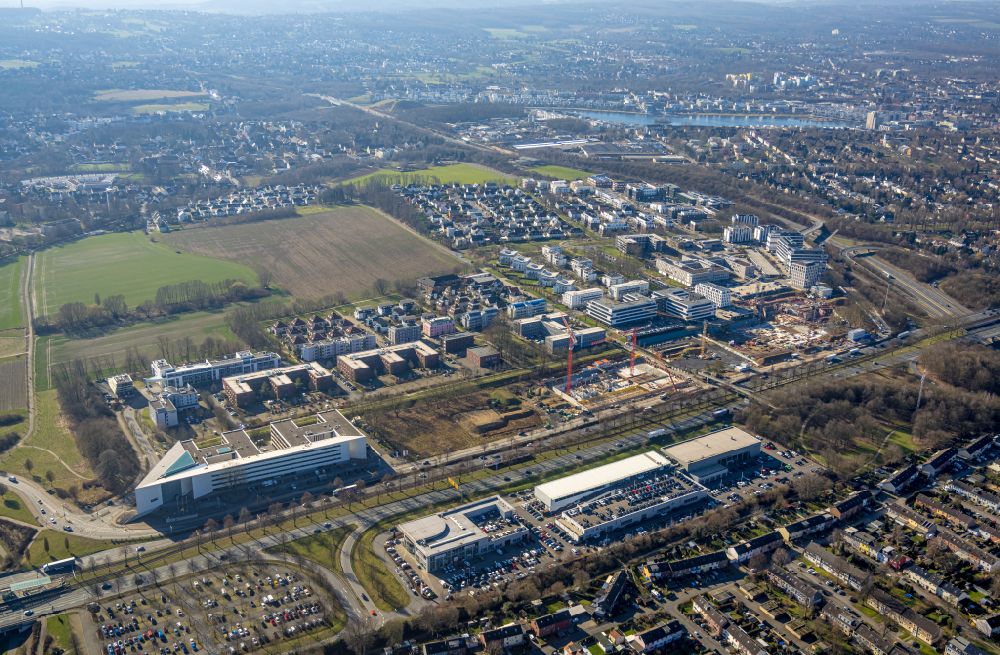 Dortmund from above - Construction site to build a new office and commercial building on street Freie-Vogel-Strasse in the district Schueren-Neu in Dortmund at Ruhrgebiet in the state North Rhine-Westphalia, Germany