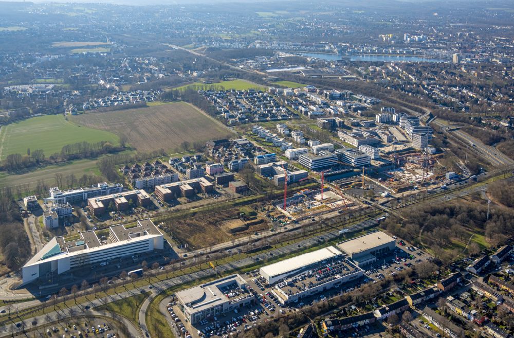Dortmund from the bird's eye view: Construction site to build a new office and commercial building on street Freie-Vogel-Strasse in the district Schueren-Neu in Dortmund at Ruhrgebiet in the state North Rhine-Westphalia, Germany