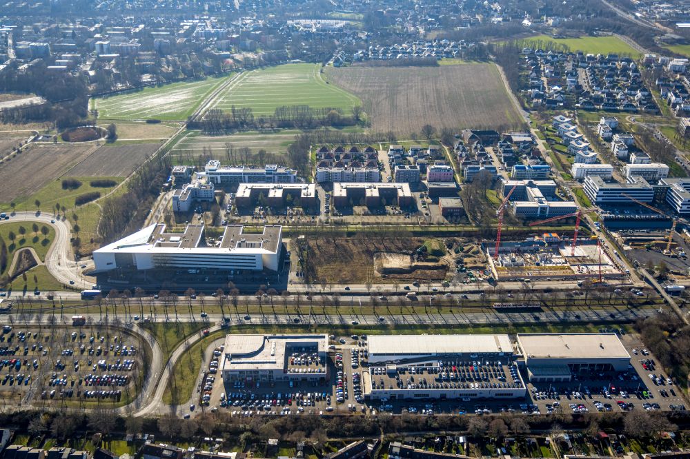 Aerial photograph Dortmund - Construction site to build a new office and commercial building on street Freie-Vogel-Strasse in the district Schueren-Neu in Dortmund at Ruhrgebiet in the state North Rhine-Westphalia, Germany