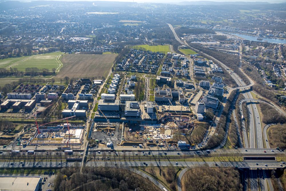 Aerial image Dortmund - Construction site to build a new office and commercial building on street Freie-Vogel-Strasse in the district Schueren-Neu in Dortmund at Ruhrgebiet in the state North Rhine-Westphalia, Germany