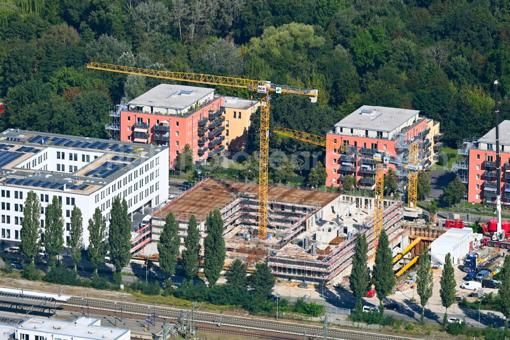 Potsdam from the bird's eye view: Construction site to build a new office and commercial building on street Babelsberger Strasse in the district Suedliche Innenstadt in Potsdam in the state Brandenburg, Germany