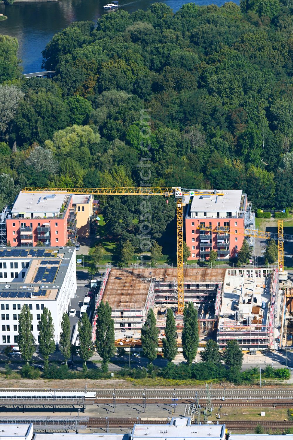 Aerial photograph Potsdam - Construction site to build a new office and commercial building on street Babelsberger Strasse in the district Suedliche Innenstadt in Potsdam in the state Brandenburg, Germany