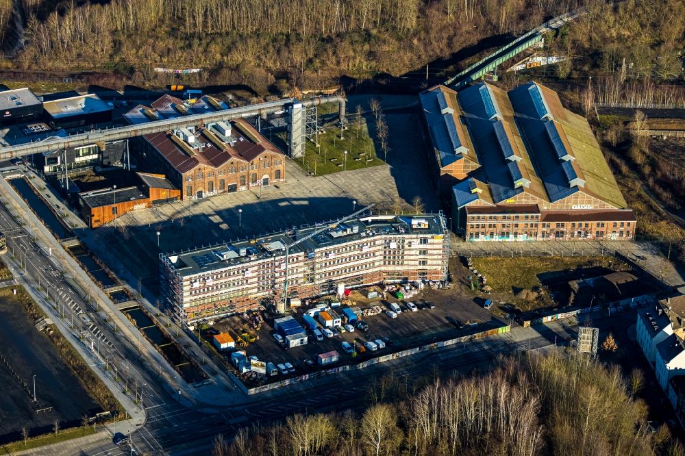 Dortmund from above - Construction site to build a new office and commercial building Phoenixwerk BT II Dortmund on Phoenixplatz in the district Hoerde in Dortmund in the state North Rhine-Westphalia, Germany