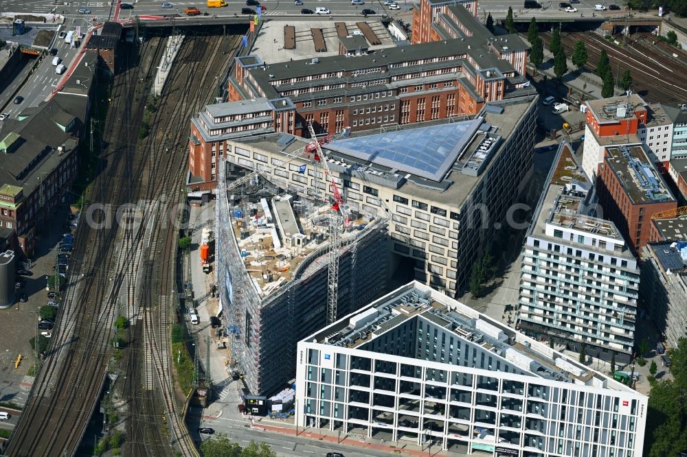 Hamburg from above - Construction site to build a new office and commercial building of the project Connexion Office at Klostertor in Hamburg, Germany