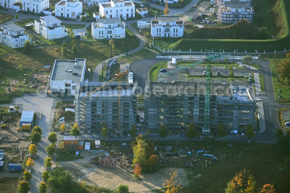 Aerial image Potsdam - Construction site to build a new office and commercial building of Projekts THE SUMMIT on Konrad-Zuse-Ring in the district Nedlitz in Potsdam in the state Brandenburg, Germany