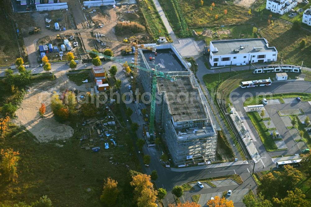 Aerial photograph Potsdam - Construction site to build a new office and commercial building of Projekts THE SUMMIT on Konrad-Zuse-Ring in the district Nedlitz in Potsdam in the state Brandenburg, Germany