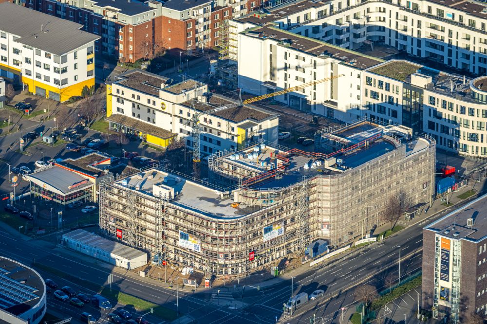 Aerial image Essen - Construction site to build a new office and commercial building Max & Moritz on Frohnhauser street in the district Westviertel in Essen at Ruhrgebiet in the state North Rhine-Westphalia, Germany