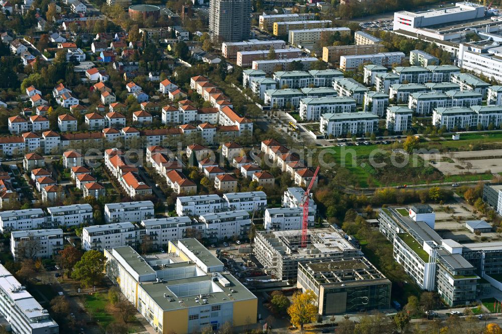 Aerial image Regensburg - Construction site to build a new office and commercial building on street Dr.-Leo-Ritter-Strasse - Heinkelstrasse in Regensburg in the state Bavaria, Germany