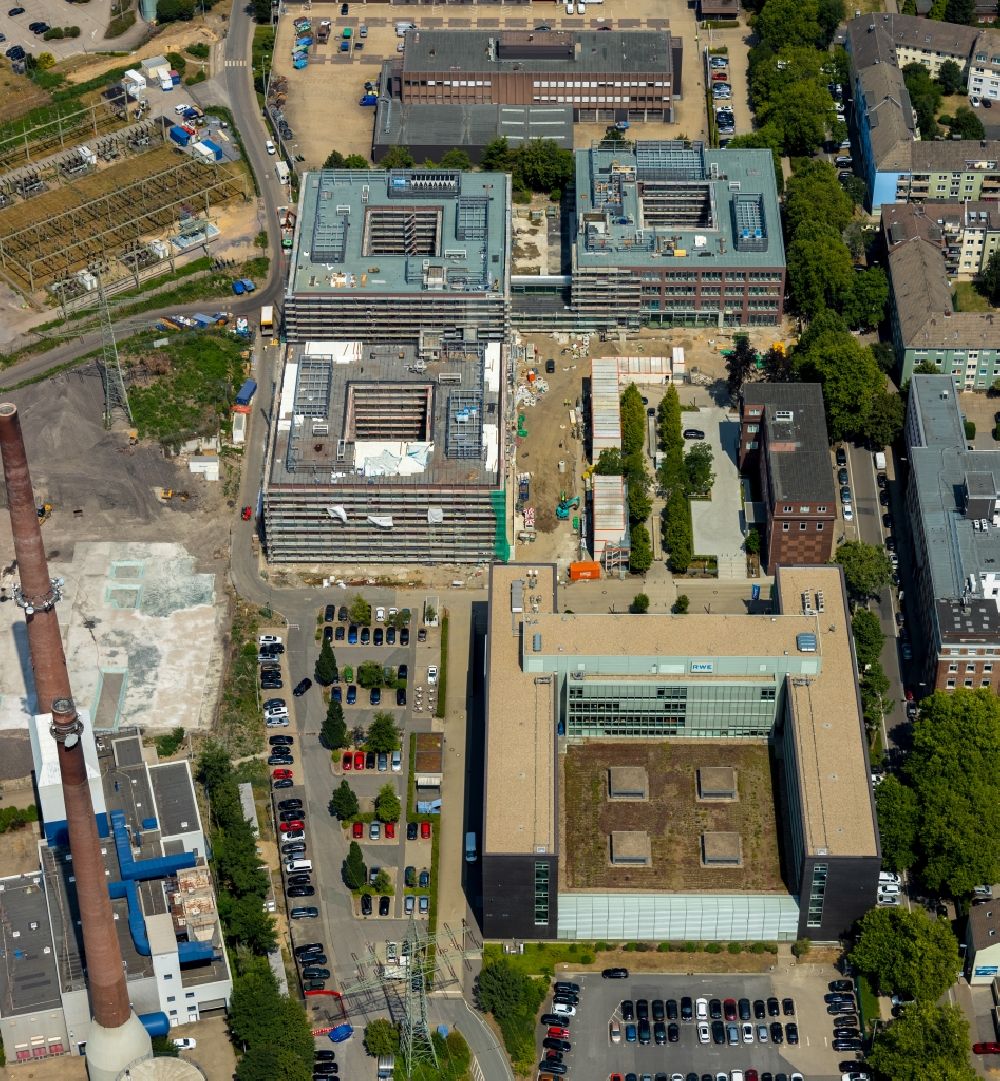 Aerial photograph Essen - Construction site to build a new office and commercial building RWE Campus on Altenessener Strasse in the district Nordviertel in Essen in the state North Rhine-Westphalia, Germany