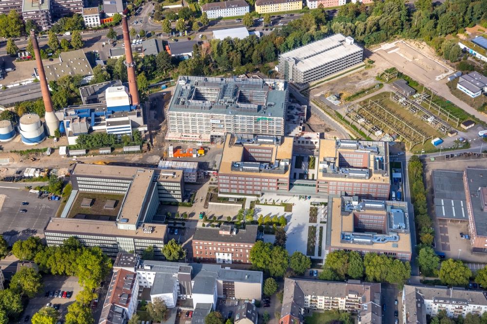 Essen from above - Construction site to build a new office and commercial building RWE Campus on Altenessener Strasse in the district Nordviertel in Essen in the state North Rhine-Westphalia, Germany
