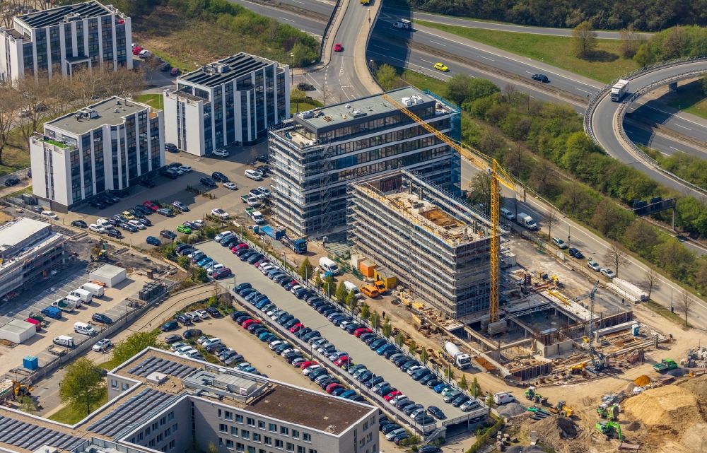 Aerial image Dortmund - Construction site to build a new office and commercial building of Schuermann Immobiliengesellschaft GmbH & Co.KG on Freie-Vogel-Strasse in Dortmund in the state North Rhine-Westphalia, Germany