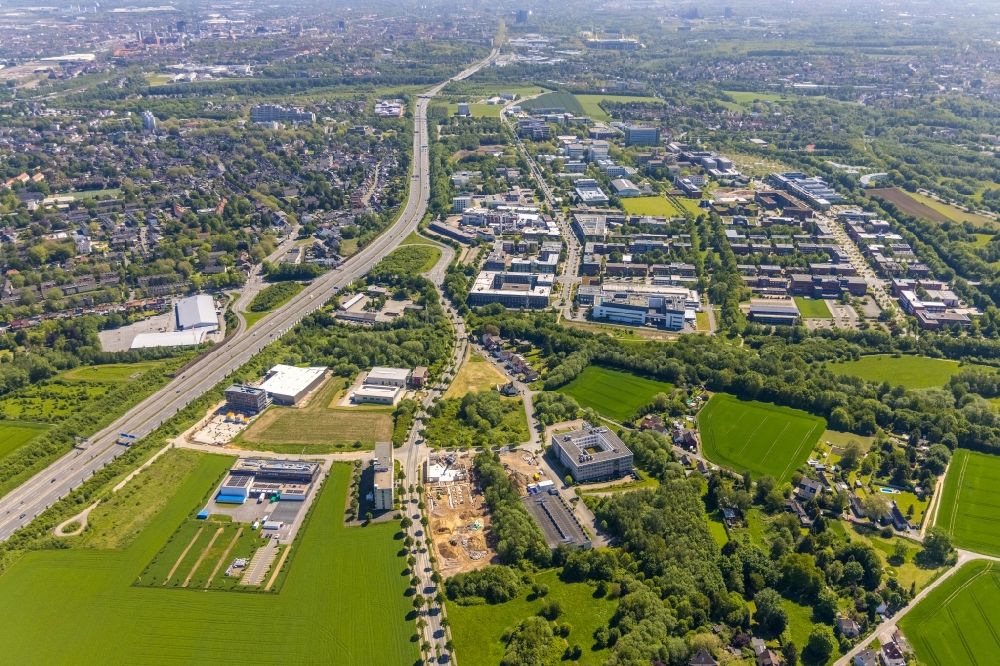 Aerial image Dortmund - Construction site to build a new office and commercial building on Sebrathweg in the district Oespel in Dortmund at Ruhrgebiet in the state North Rhine-Westphalia, Germany