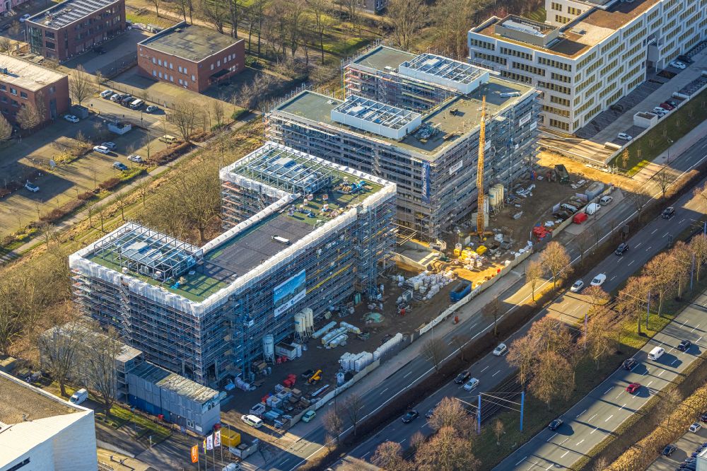 Aerial photograph Dortmund - Construction site to build a new office and commercial building SKOFFICE on street B1 in the district Schueren-Neu in Dortmund at Ruhrgebiet in the state North Rhine-Westphalia, Germany