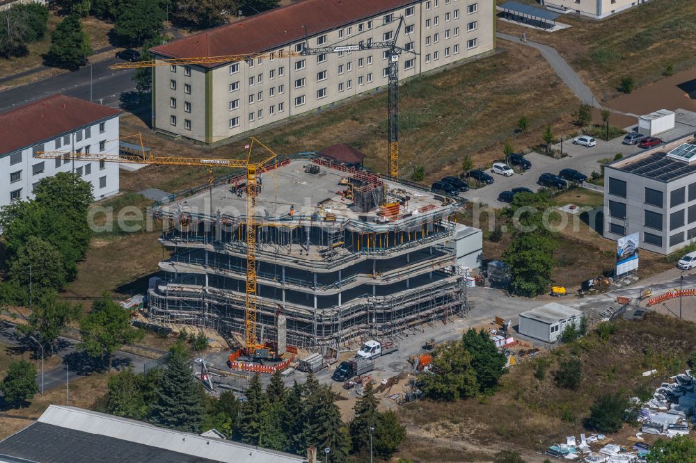 Würzburg from the bird's eye view: Construction site to build a new office and commercial building SKYONE Office on street Emil-Fischer-Strasse - John-Skilton-Strasse in the district Frauenland in Wuerzburg in the state Bavaria, Germany