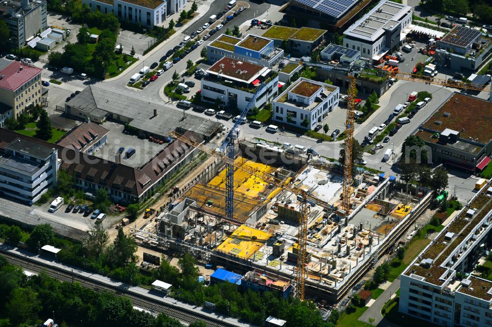 Aerial photograph München - Construction site to build a new office and commercial building SOuth HOrizon on Koppstrasse in the district Obersendling in Munich in the state Bavaria, Germany