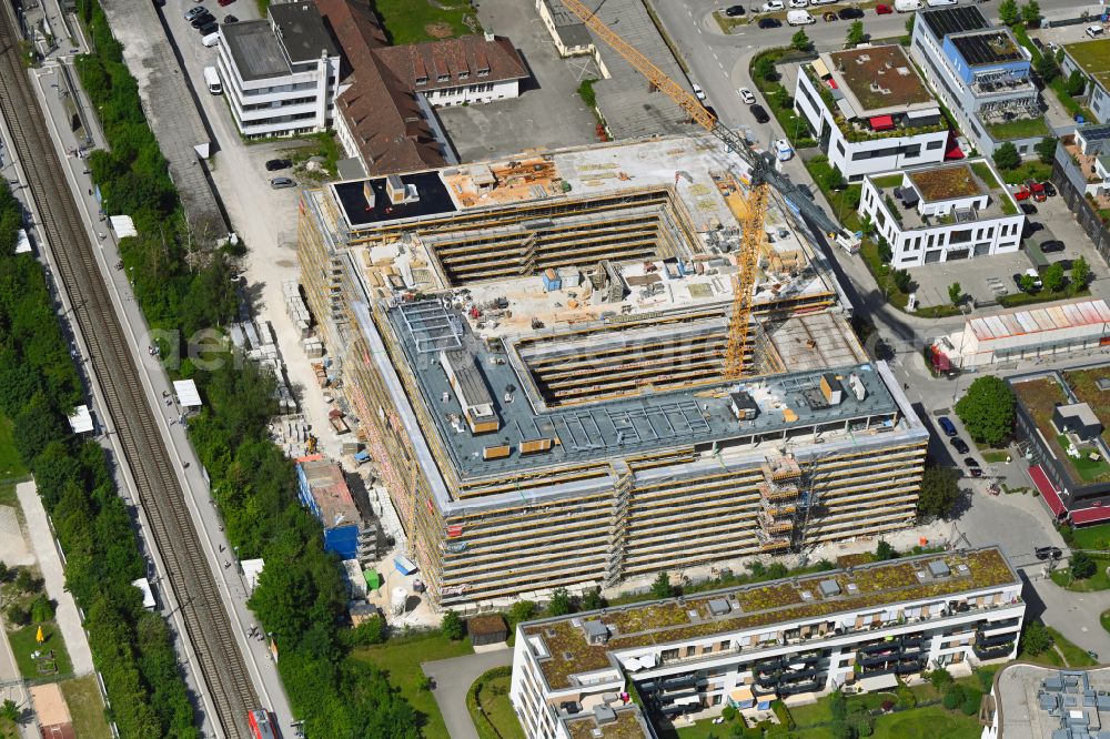 Aerial image München - Construction site to build a new office and commercial building SOuth HOrizon on Koppstrasse in the district Obersendling in Munich in the state Bavaria, Germany
