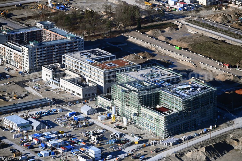Aerial photograph München - Construction site to build a new office and commercial building in Stadtquartier Neufreimann on street Helene-Wessel-Bogen in the district Freimann in Munich in the state Bavaria, Germany