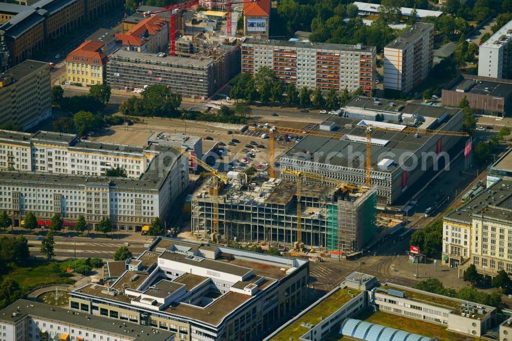 Aerial image Magdeburg - Construction site to build a new office and commercial building of Staedtischen factorye Magdeburg on Ernst-Reuter-Allee corner Breiter Weg in the district Altstadt in Magdeburg in the state Saxony-Anhalt, Germany