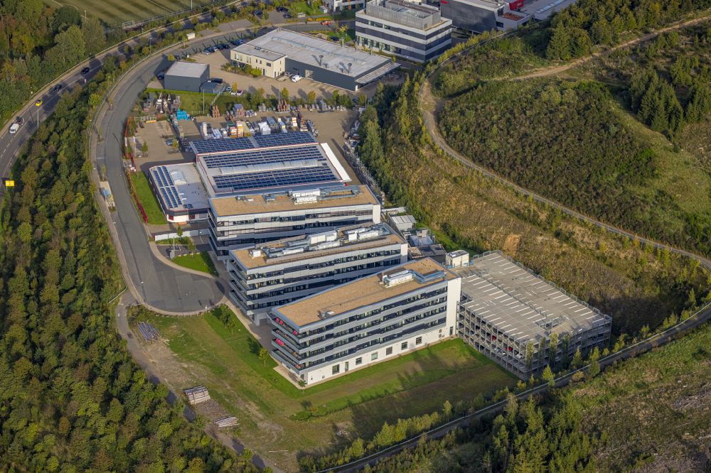 Aerial photograph Siegen - Construction site to build a new office and commercial building Summit on Martinshardt in Siegen in the state North Rhine-Westphalia, Germany