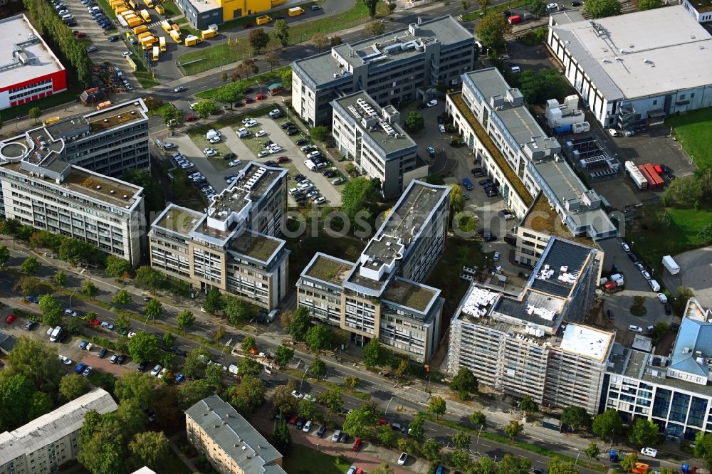 Aerial image Berlin - Construction site to build a new office and commercial building on Tempelhofer Weg in the district Britz in Berlin, Germany
