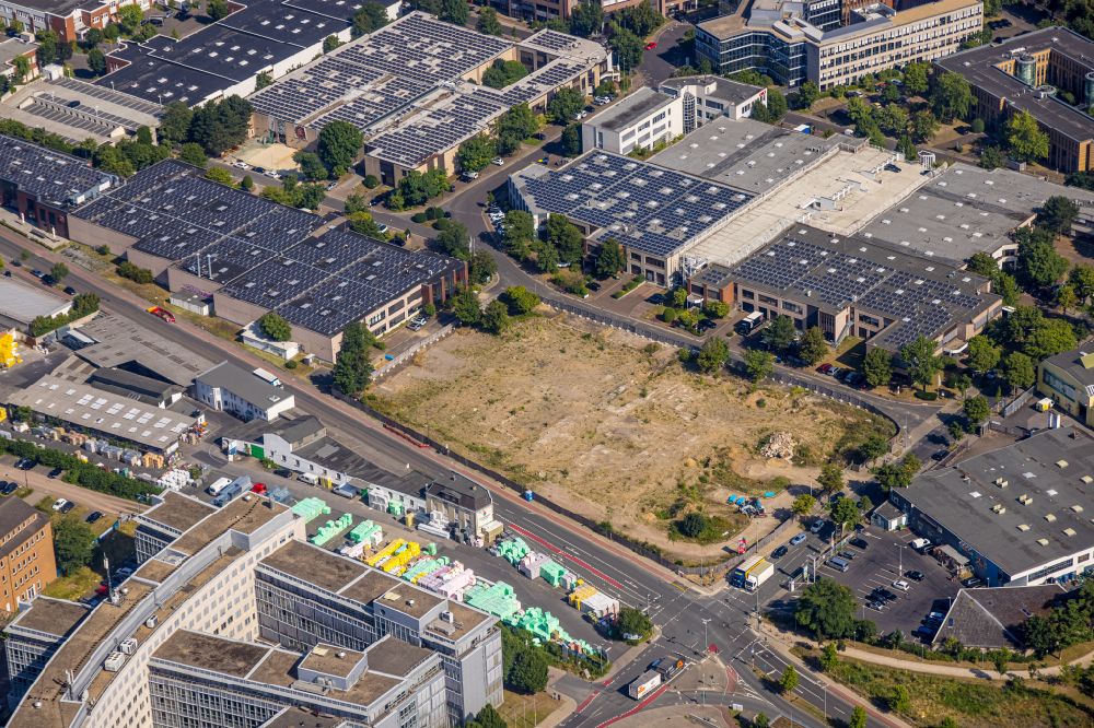 Aerial photograph Düsseldorf - Construction site to build a new office and commercial building TWIN CUBES on street Heerdter Lohweg - Willstaetterstrasse in the district Heerdt in Duesseldorf at Ruhrgebiet in the state North Rhine-Westphalia, Germany