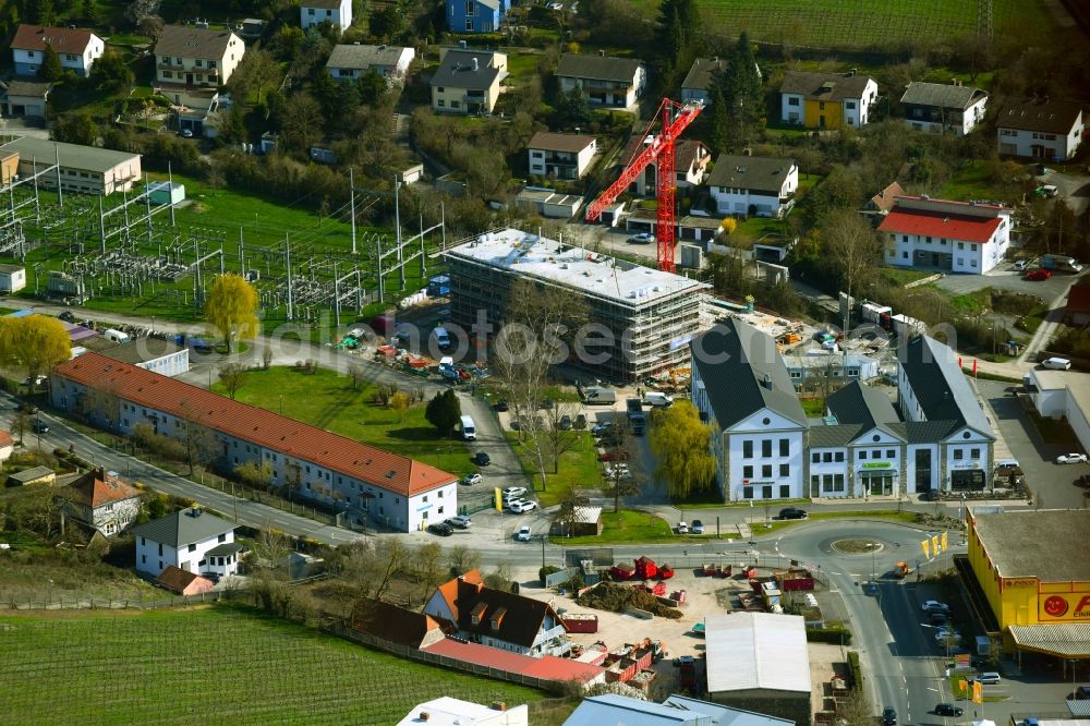 Würzburg from the bird's eye view: Construction site to build a new office and commercial building on Unterduerrbacher Strasse in the district Duerrbachau in Wuerzburg in the state Bavaria, Germany