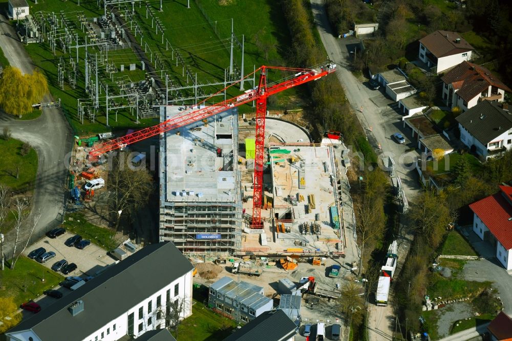 Aerial photograph Würzburg - Construction site to build a new office and commercial building on Unterduerrbacher Strasse in the district Duerrbachau in Wuerzburg in the state Bavaria, Germany