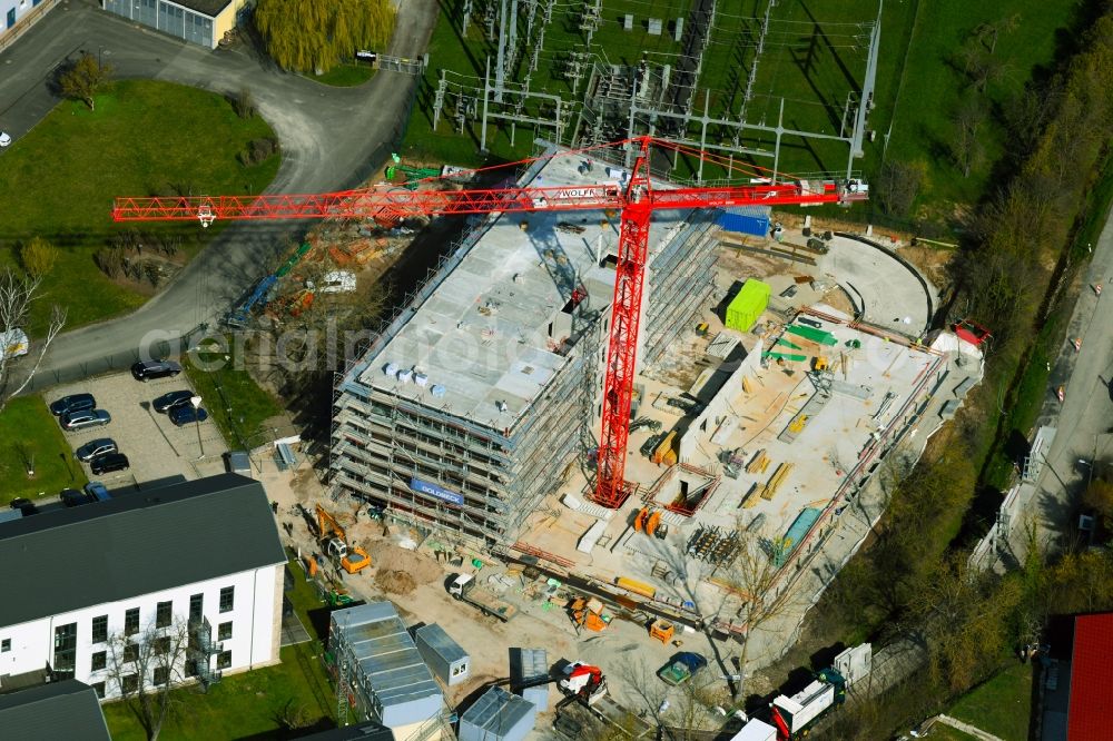 Würzburg from above - Construction site to build a new office and commercial building on Unterduerrbacher Strasse in the district Duerrbachau in Wuerzburg in the state Bavaria, Germany