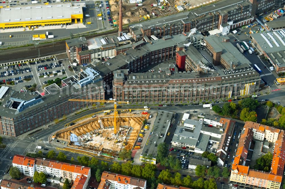 Aerial image Hannover - Construction site to build a new office and commercial building Vahrenwalder Strasse corner Philipsbornstrasse in the district Vahrenwald-List in Hannover in the state Lower Saxony, Germany