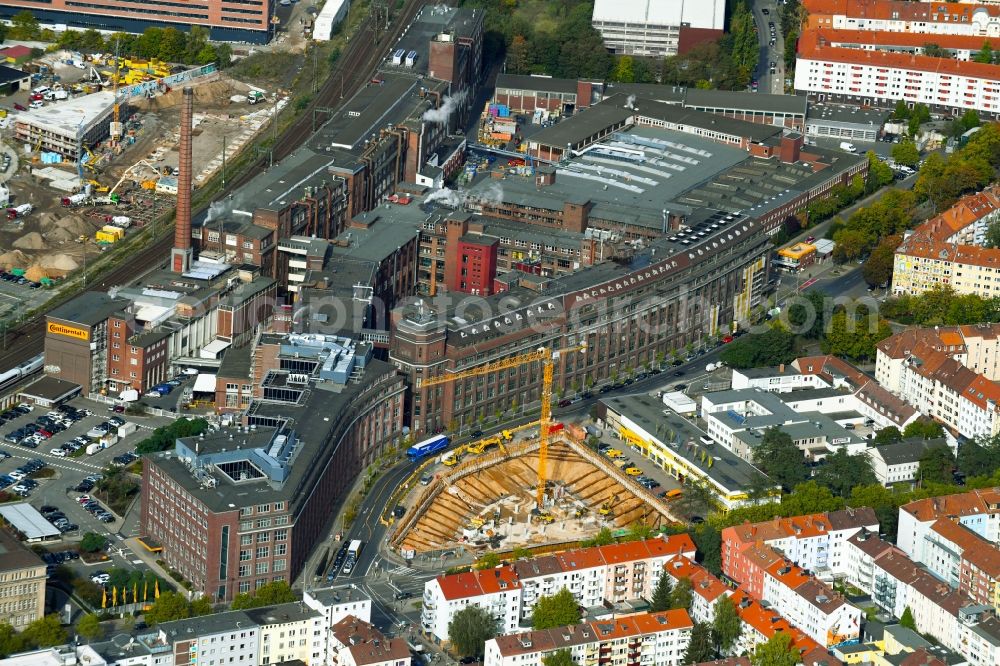 Aerial photograph Hannover - Construction site to build a new office and commercial building Vahrenwalder Strasse corner Philipsbornstrasse in the district Vahrenwald-List in Hannover in the state Lower Saxony, Germany