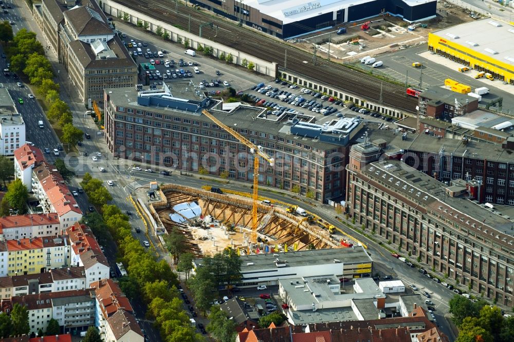 Aerial photograph Hannover - Construction site to build a new office and commercial building Vahrenwalder Strasse corner Philipsbornstrasse in the district Vahrenwald-List in Hannover in the state Lower Saxony, Germany