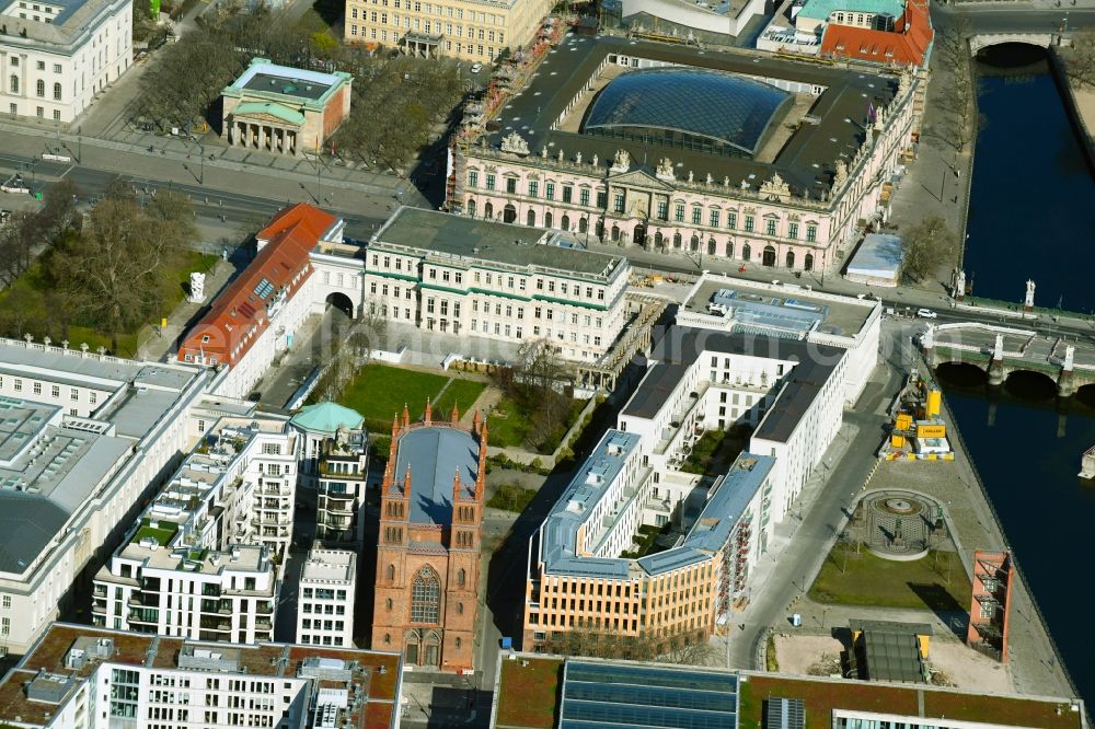 Berlin from above - New office and commercial building on Werderscher Markt corner Schinkelplatz in the district Mitte in Berlin, Germany