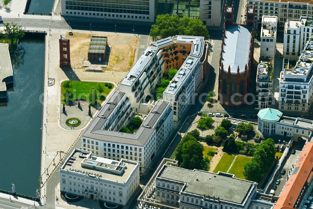 Aerial image Berlin - New office and commercial building on Werderscher Markt corner Schinkelplatz in the district Mitte in Berlin, Germany