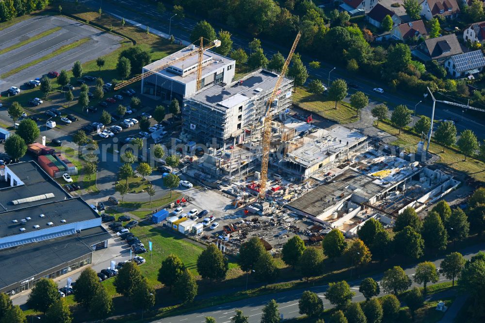 Paderborn from the bird's eye view: Construction site to build a new office and commercial building Westend-Carree on street Stedener Feld in the district Schloss Neuhaus in Paderborn in the state North Rhine-Westphalia, Germany