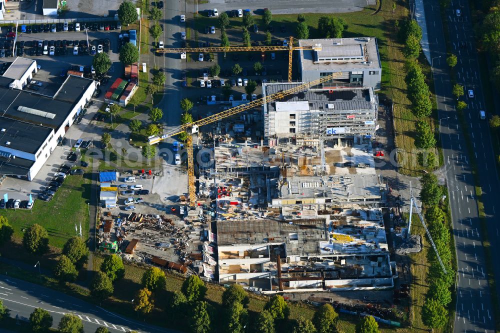 Aerial image Paderborn - Construction site to build a new office and commercial building Westend-Carree on street Stedener Feld in the district Schloss Neuhaus in Paderborn in the state North Rhine-Westphalia, Germany