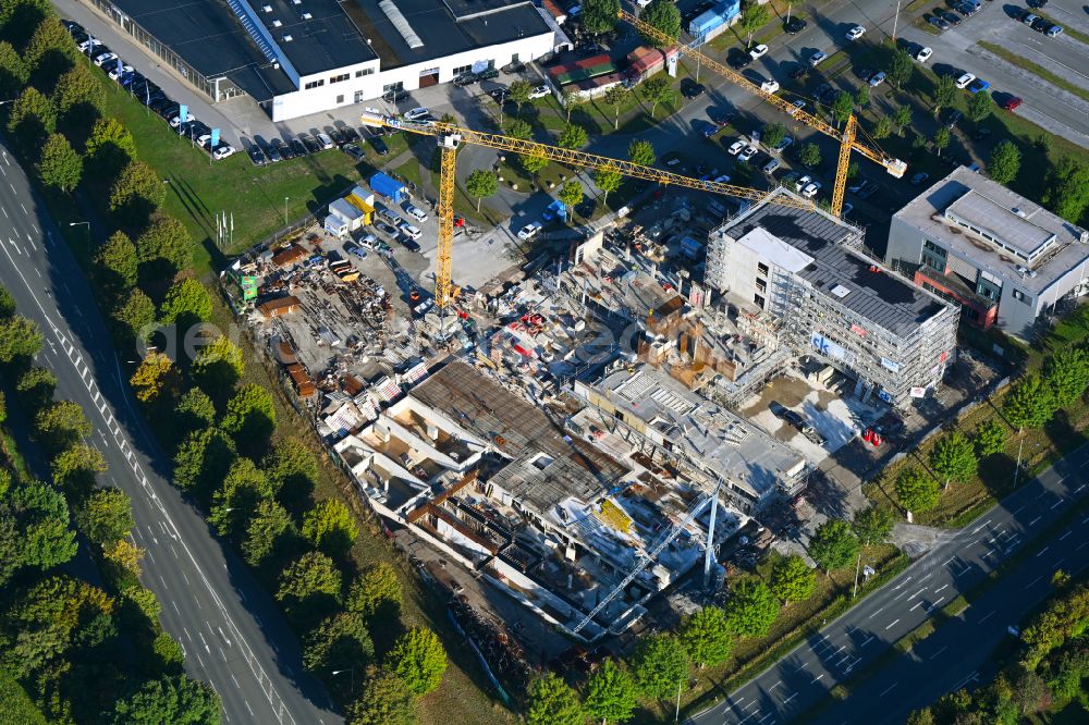 Aerial photograph Paderborn - Construction site to build a new office and commercial building Westend-Carree on street Stedener Feld in the district Schloss Neuhaus in Paderborn in the state North Rhine-Westphalia, Germany
