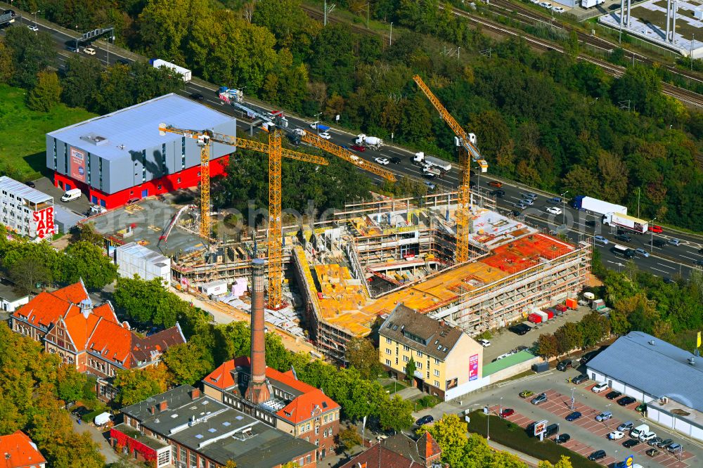 Berlin from above - Construction site to build a new office and commercial building Westend Office on street Fuerstenbrunner Weg in the district Westend in Berlin, Germany