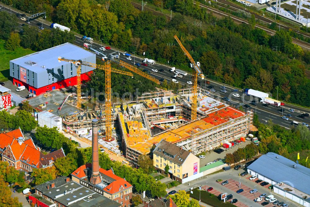 Aerial image Berlin - Construction site to build a new office and commercial building Westend Office on street Fuerstenbrunner Weg in the district Westend in Berlin, Germany