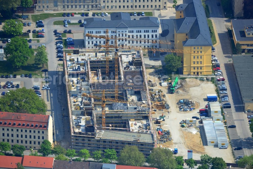Aerial image Potsdam - The state of Brandenburg builds public-Wolfgang Gerbere partnership with the Strabag Real Estate GmbH in the grounds of Government House at the Henning-von-Tresckow-Allee in Potsdam a new office complex. General contractor is the Zueblin AG. After completion are here, the Ministry of Labour, Social Affairs, Women and Family and the Ministry for the Environment, Health and Consumer Protection move