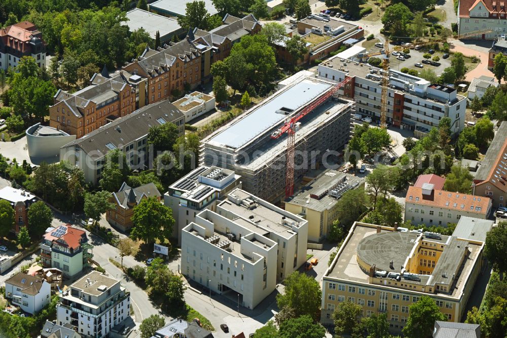 Aerial photograph Jena - Construction site to build a new office and commercial building eines in neues Technologie- and Gruenderzentrum (TGZ) on street Lessingstrasse in Jena in the state Thuringia, Germany