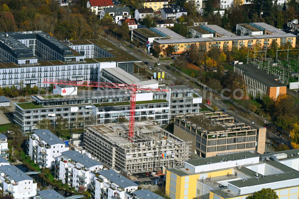 Aerial photograph Regensburg - Construction site to build a new office and commercial building on street Dr.-Leo-Ritter-Strasse - Heinkelstrasse in Regensburg in the state Bavaria, Germany