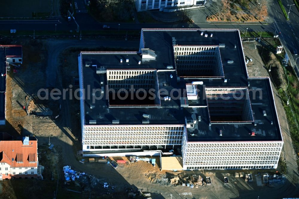 Potsdam from the bird's eye view: New construction of the Federal Police Headquarters on Horstweg in Potsdam in the state of Brandenburg, Germany
