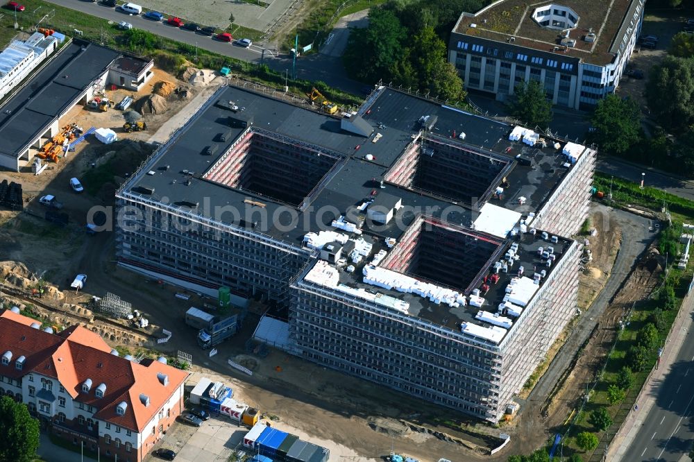 Potsdam from above - New construction of the Federal Police Headquarters on Horstweg in Potsdam in the state of Brandenburg, Germany