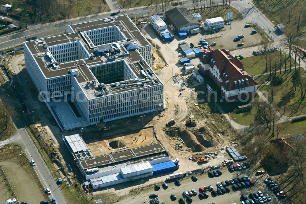 Potsdam from the bird's eye view: New construction of the Federal Police Headquarters on Horstweg in Potsdam in the state of Brandenburg, Germany