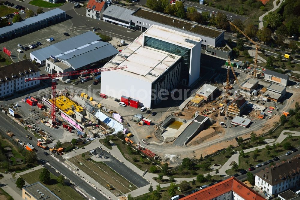 Aerial image Würzburg - New construction on the fire station area of the fire depot of Feuerwehrschule Wuerzburg on Weissenburgstrasse - Moscheeweg - Mainaustrasse in the district Zellerau in Wuerzburg in the state Bavaria, Germany