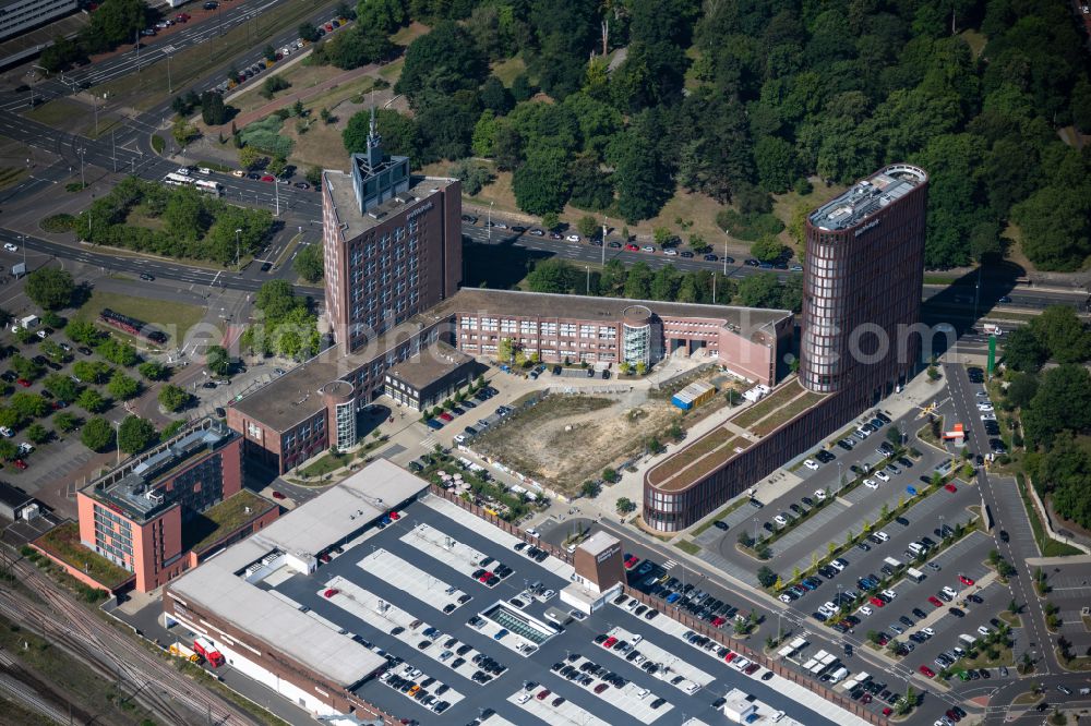 Aerial photograph Braunschweig - Construction site of new Building on the skyscraper at BRAWOPARK of the Volksbank in Braunschweig in the state Lower Saxony